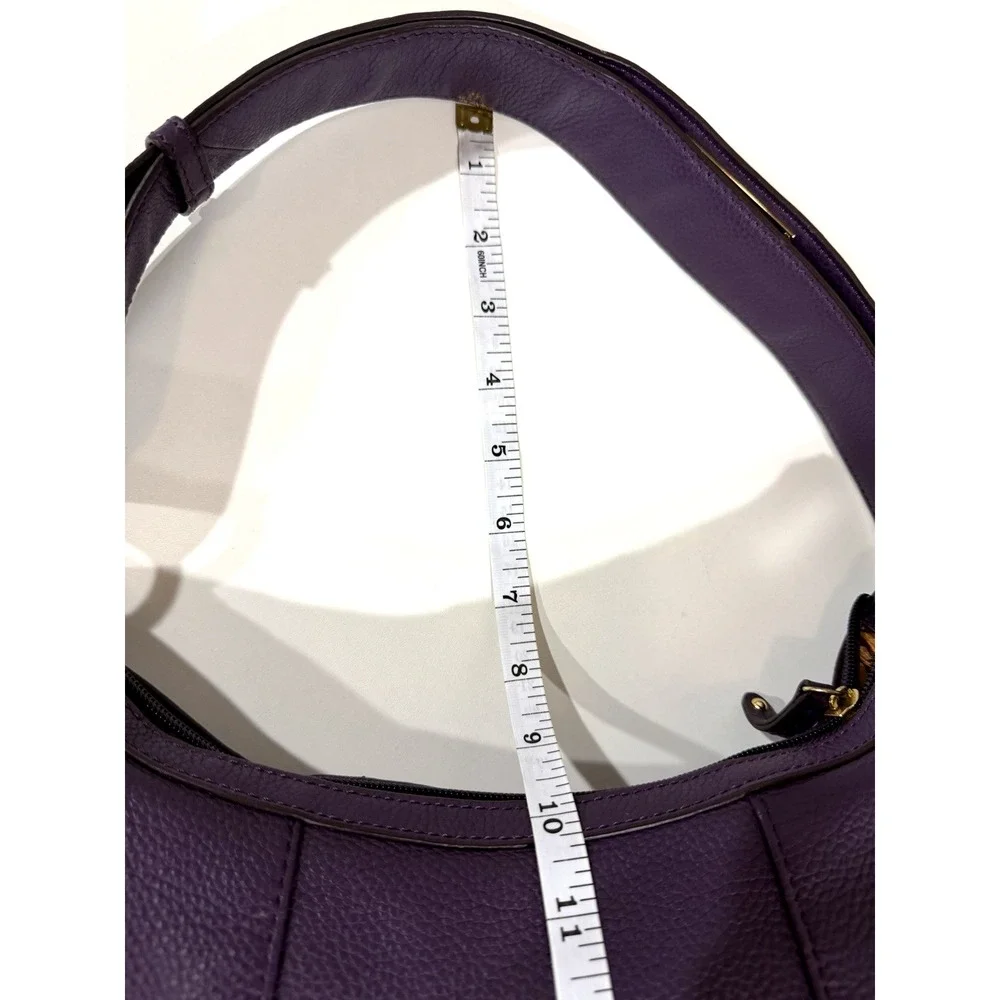 Tignanello Purple Leather Hobo Bag Slouchy Shoulder Purse Gold Hardware Y2K